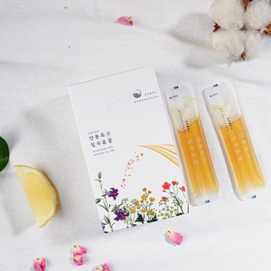 Nongbu Plus Domestic Korean Raw Honey — Wildflower & Mixed Flower Honey Stick 농부플러스 국산 토종꿀 잡화&야생화꿀 스틱 (10g x 10 sticks Each)